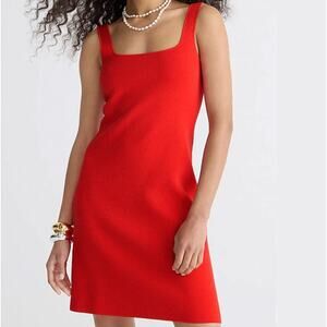 J. CREW Square Neck Mini Sweater Dress in Belvedere Red Sz XS {3A24}